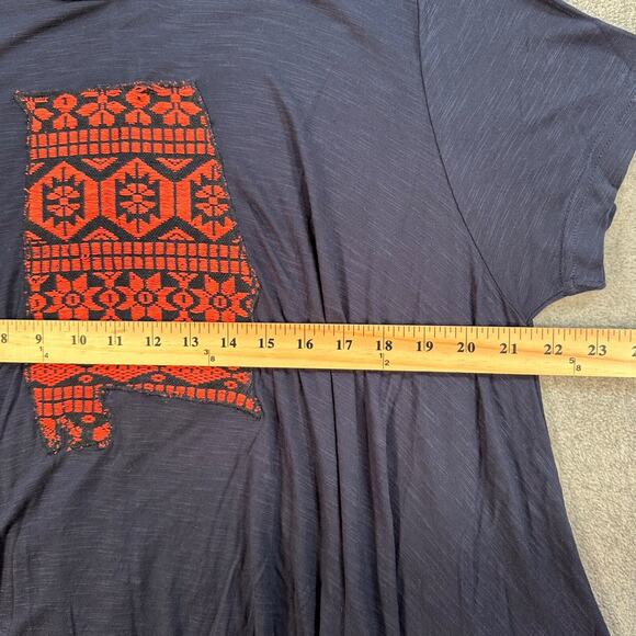 Judith March Embroidered Alabama Tunic Top Women's Medium Navy Blue Short Sleeve - Picture 5 of 7